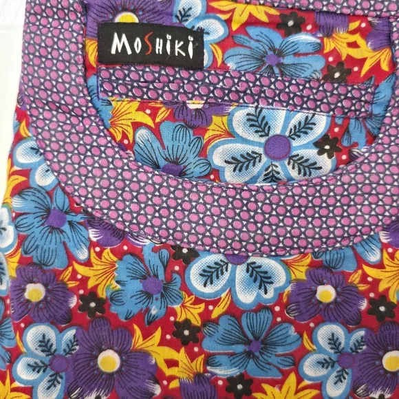Moshiki (or Miriki/Gugi) Reversible Floral Cotton Wrap Mini Skirt Snap OSFM S-XL - Picture 4 of 13